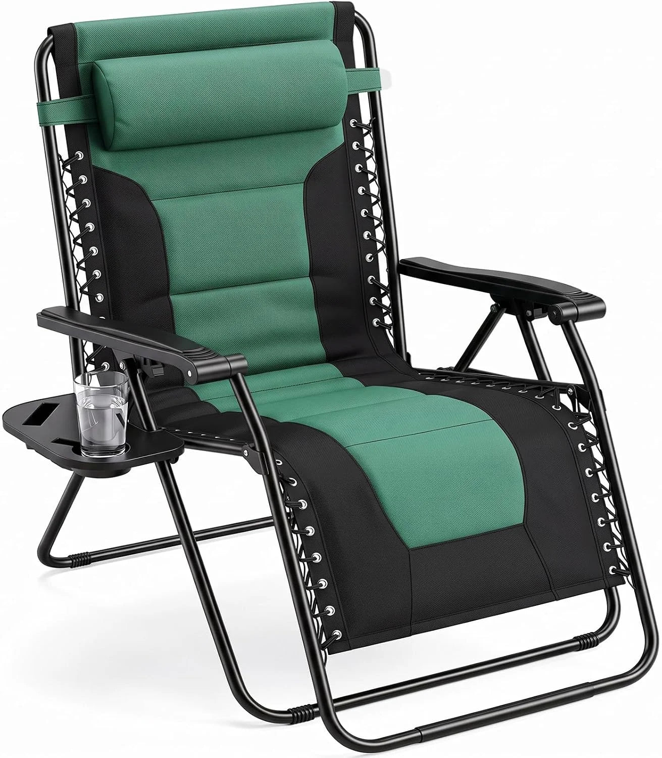 Sweetcrispy Zero Gravity Chairs Set of 2, Outdoor Folding Reclining Lounge Chair with Cup Holder Tray & Adjustable Pillow - Image 16