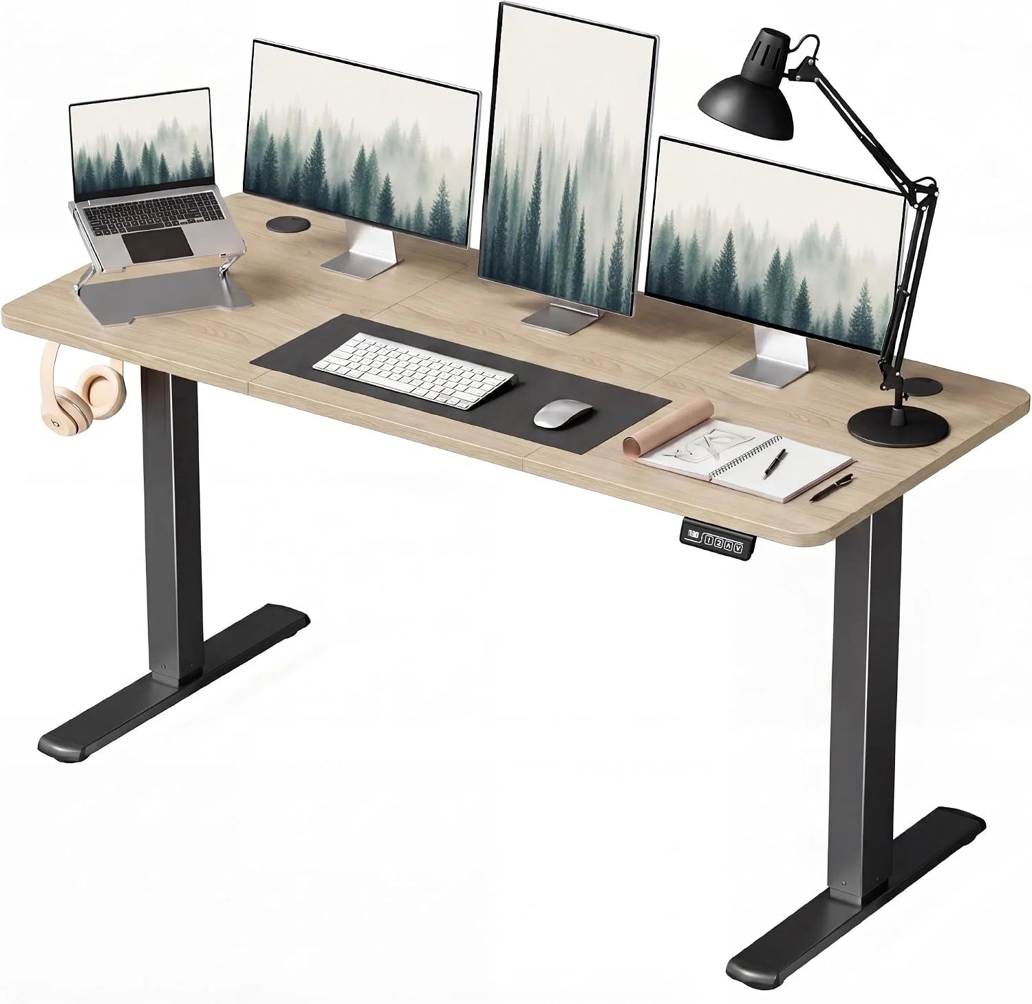 New Arrivals 55 x 24 Inches Electric Height Adjustable Standing Desk Large Sit Stand Up Desk Home Office Computer Desk Memory - Image 4