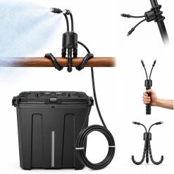 New Arrivals Portable Misting System, Battery Powered Outdoor Water Mister with 9L Bucket & Rechargeable Pump (Consecutive 8Hrs)