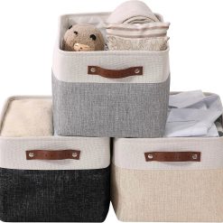Alternative view of Storage Bins, Large Fabric Storage Baskets for Shelves 3 Pack, 15 x 11 x 9.5 inches Decorative Linen Closet bifanuoyard
