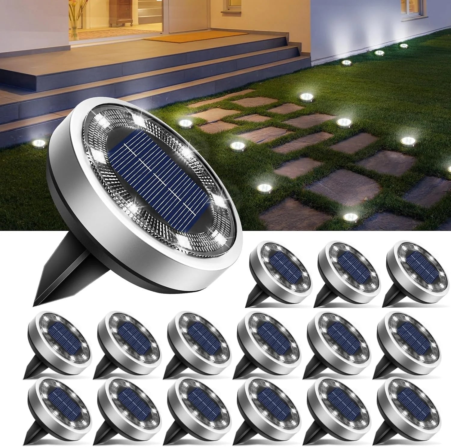 New Arrivals 16 Pack Solar Lights Outdoor Waterproof, 8 LED Solar Ground Lights – For Home Projects - Image 9