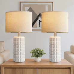 Alternative view of New Arrivals 23 Modern Ceramic Table Lamps Set of 2, Farmhouse Bedside Night Stands Lamp for Bedroom