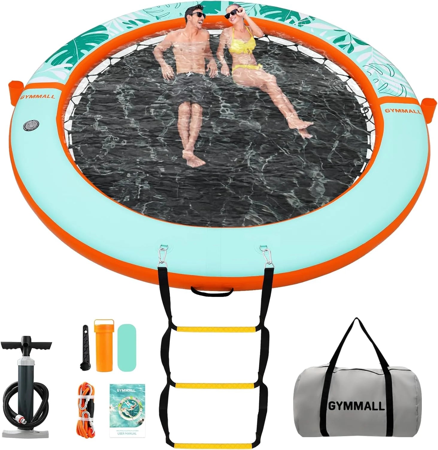 GYMMALL Inflatable Water Hammock Floating Dock 8 FT with Mesh, Tanning Pool Raft Round Ring for Adults bifanuoyard - Image 2