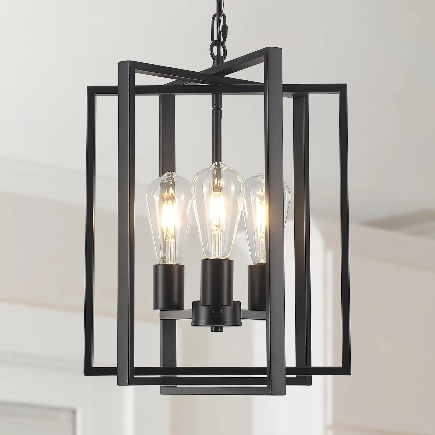 New Arrivals Black Farmhouse Modern Chandelier Light Fixture for Dining Room, 3 Light - Image 5