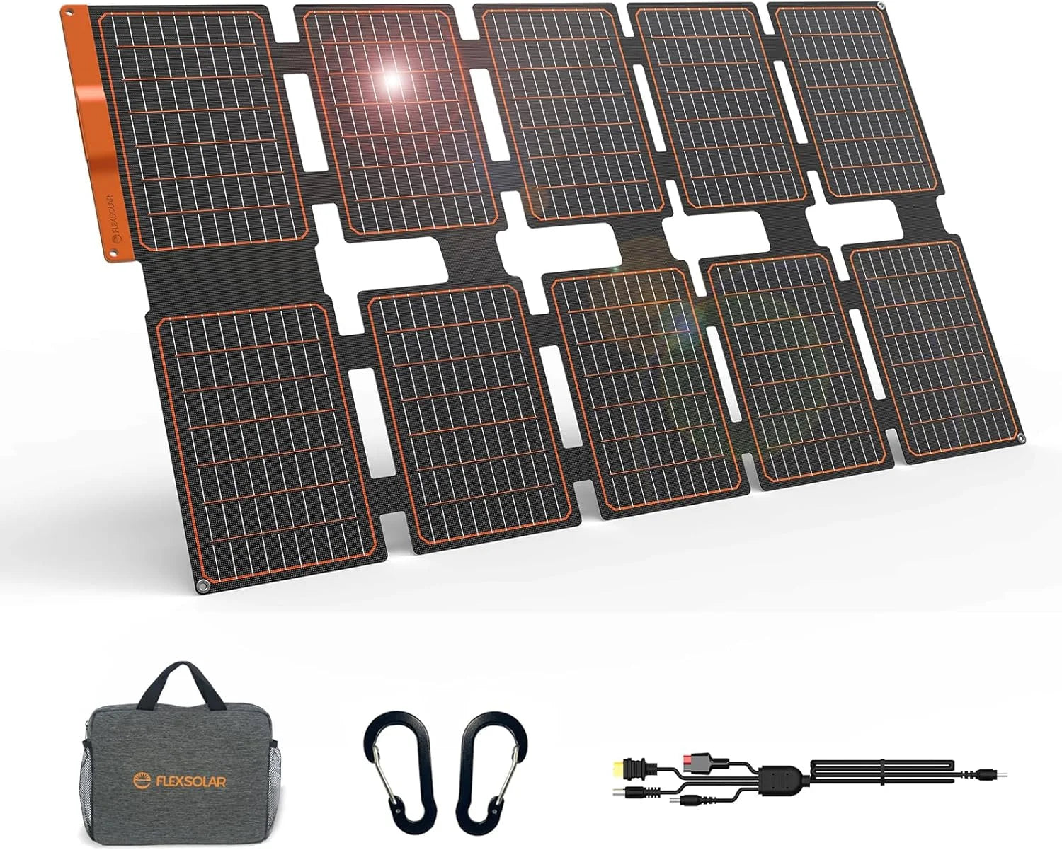 FlexSolar 100W Portable Solar Panels Chargers with PD3.0 USB-C, QC3.0 USB-A and DC Outputs Foldable IP67 Waterproof bifanuoyard