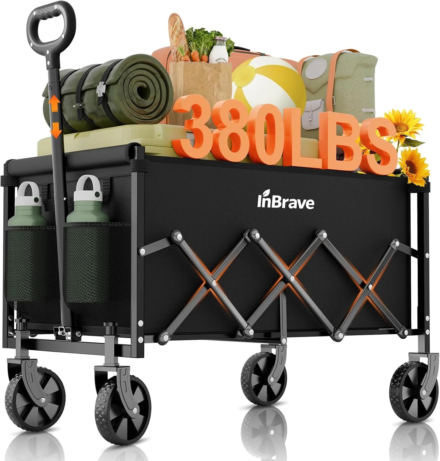 New Arrivals Collapsible Wagon Cart with All-Terrain Wheels, 380LBS Capacity - Image 2