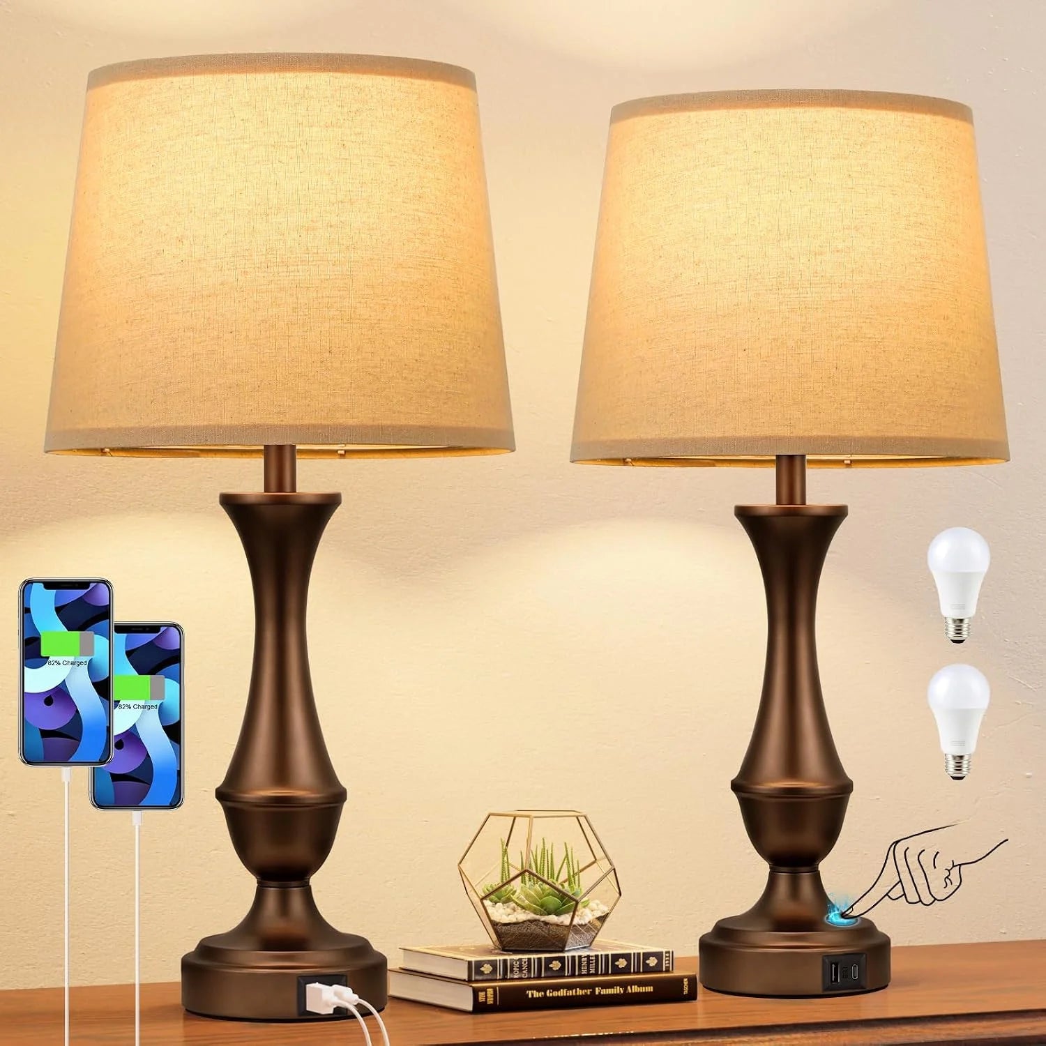 Seealle Touch Lamps for Nightstand, Dimmable, Bulb Included bifanuoyard - Image 11