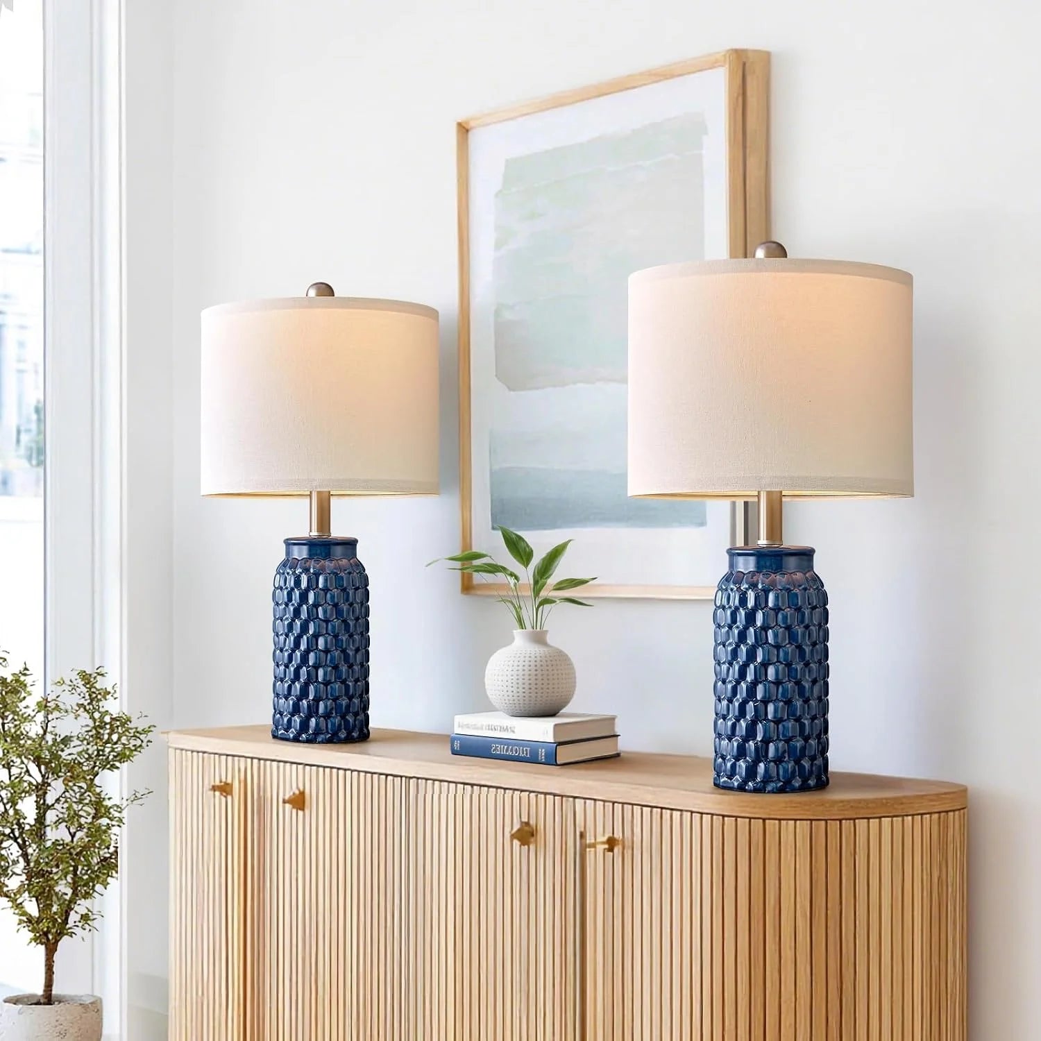 Vortether 20.5 Small Bedside Lamps Set of 2 with 5FT Cord, Green Ceramic Modern Farmhouse Table Lamps for Nightstand bifanuoyard - Image 3