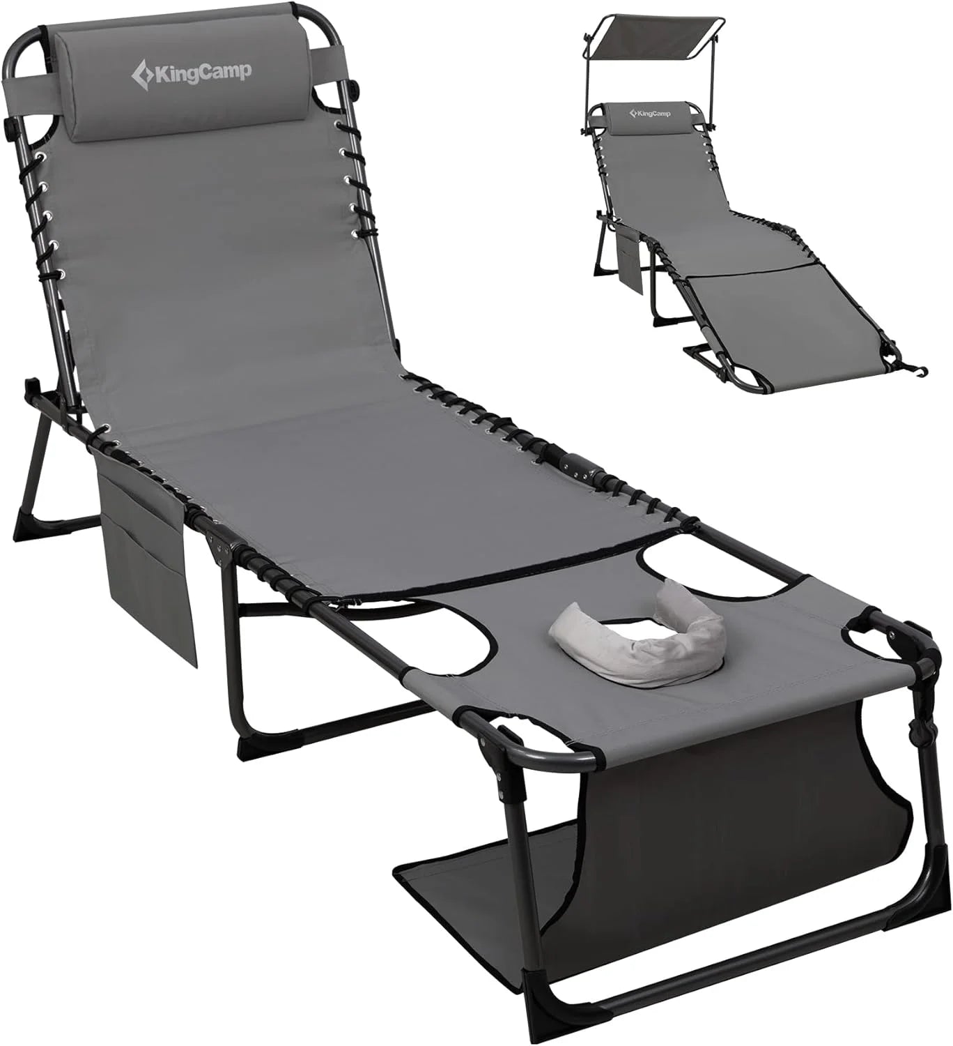 New Arrivals Lounge Chair with face Hole & Canopy Shade, 400LBS Folding Portable Tanning Chair with face Hole - Image 7