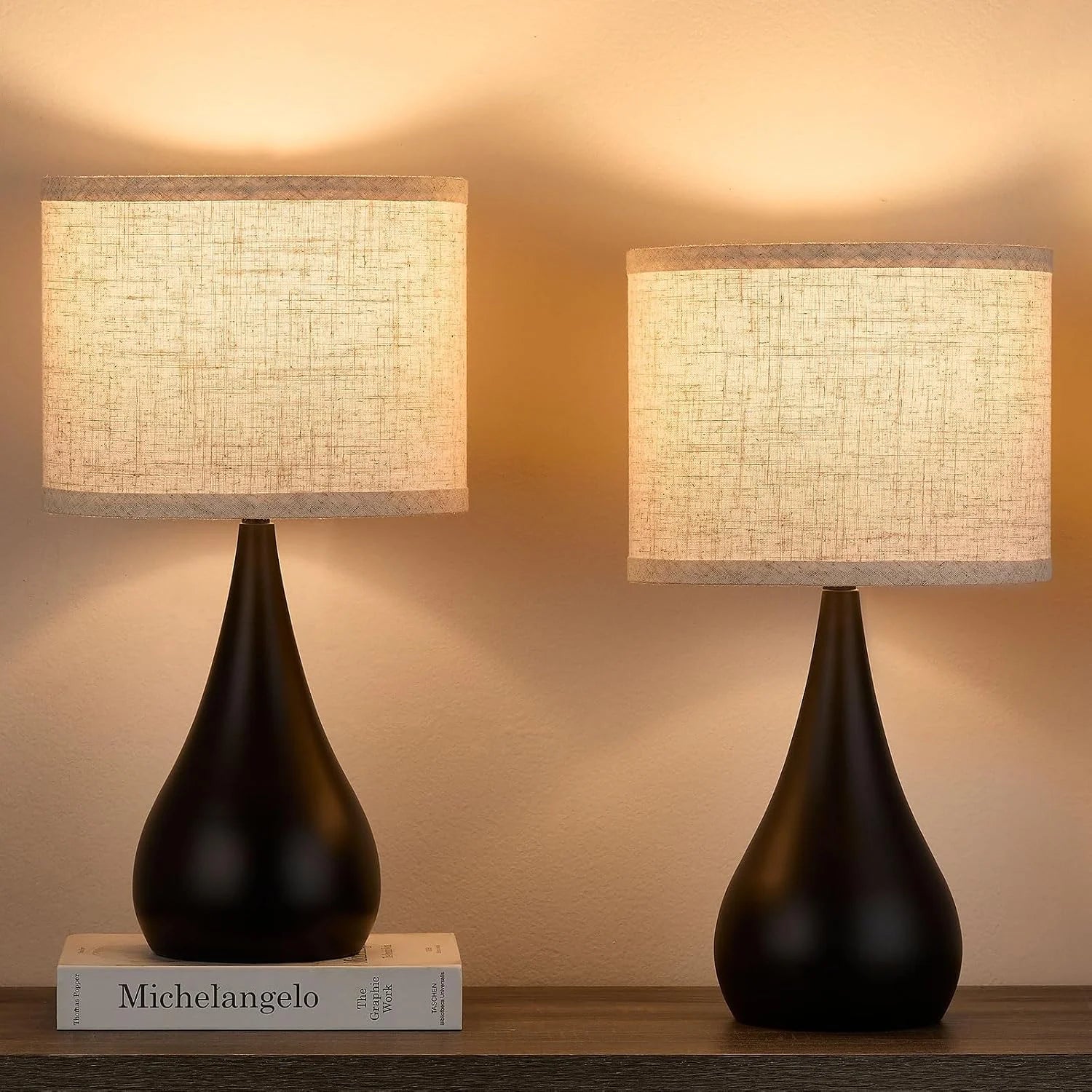 18.1” Small Modern Touch Lamps for Nightstand Set of 2 with 3 Way Dimmable, Bulb Included - Image 4