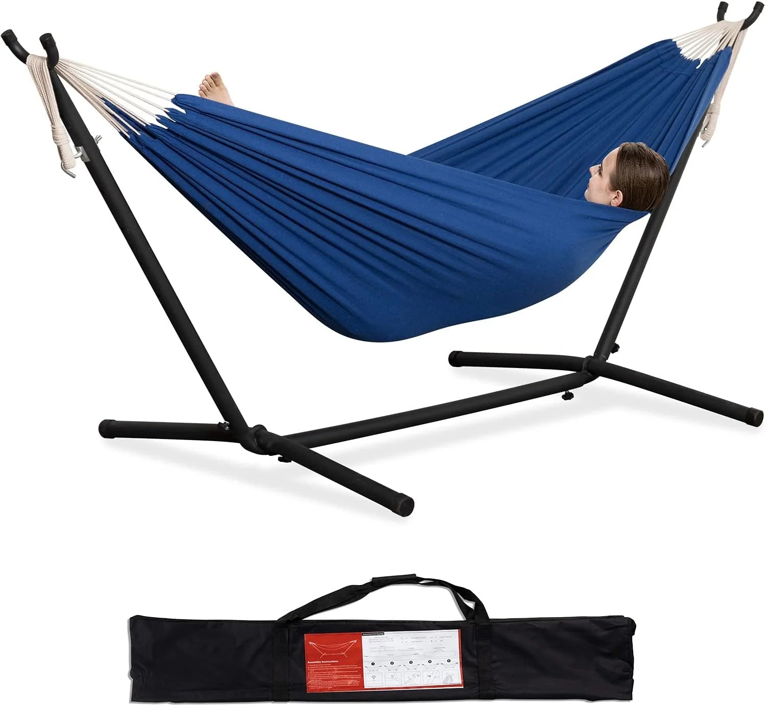 New Arrivals Double Hammock with Stand for Outside, Heavy-Duty, Portable (Coffee) - Image 11