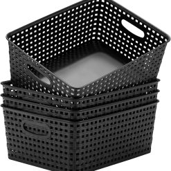 Alternative view of Plastic Storage Baskets for Organizing,11X8.5X4.7,Pack of 4 (Grey) bifanuoyard