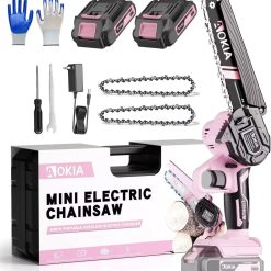 Mini Chainsaw, 20V Cordless 6 Inch, 2x1.5Ah Batteries, Handheld Saw, Blue