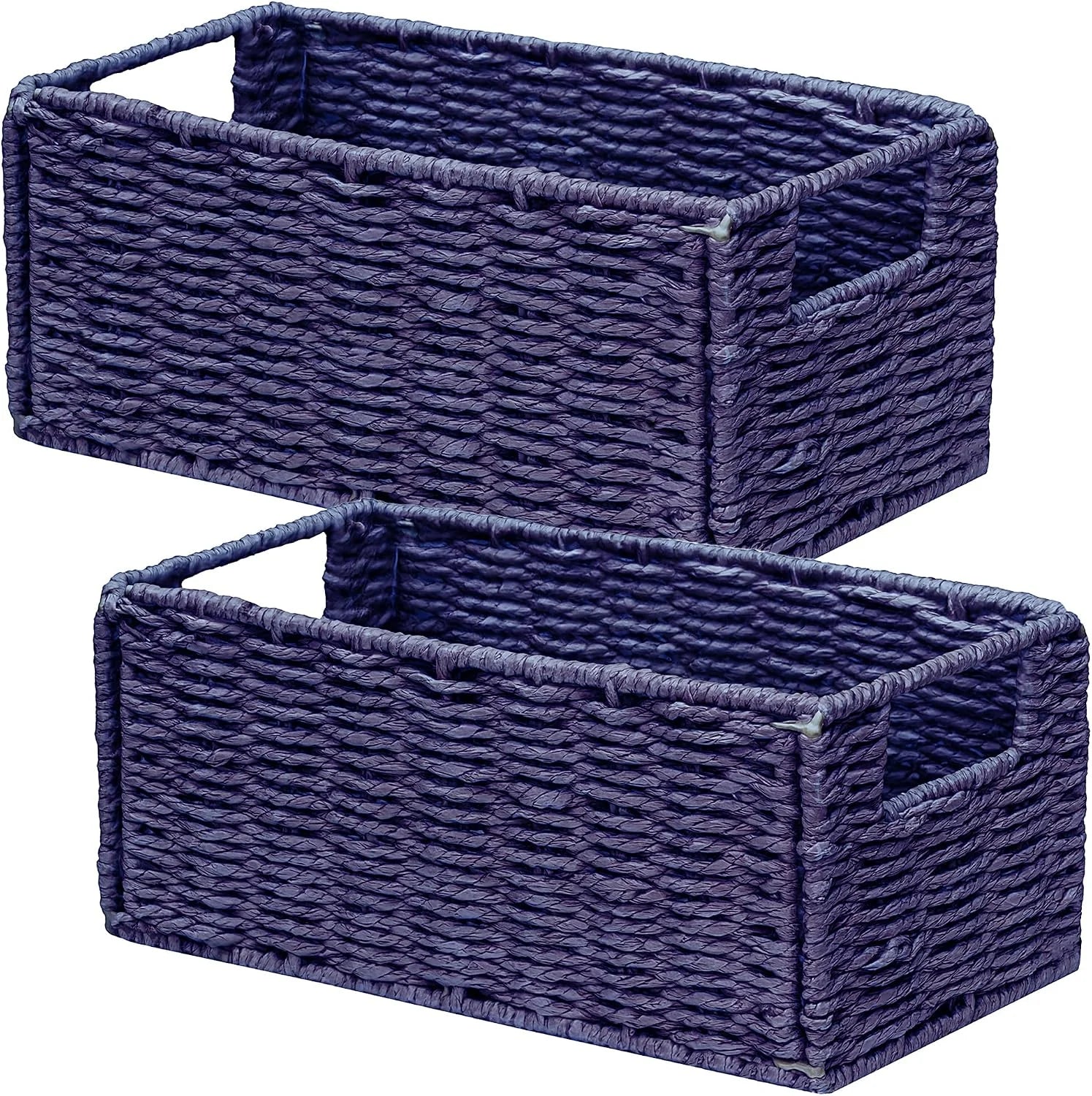 Wicker Storage Basket, Set of 2 Hand-Woven Paper Rope Wicker Basket, Small Storage Baskets for Organizing Toilet bifanuoyard - Image 4