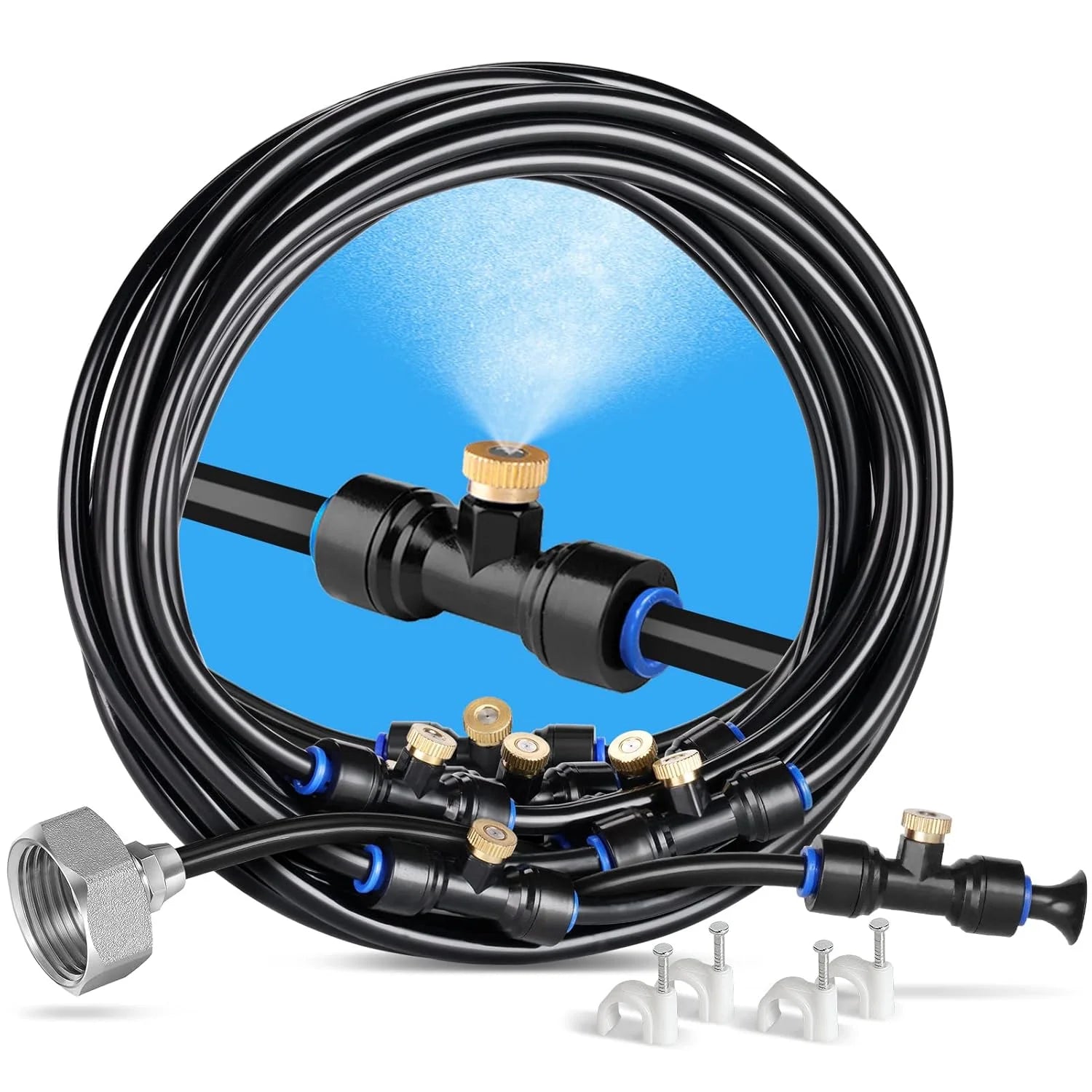 homenote Misting Cooling System 75FT(23M) Pre-Assembled Kit with 28 Brass Nozzles & 3/4 Brass Adapter - Image 3