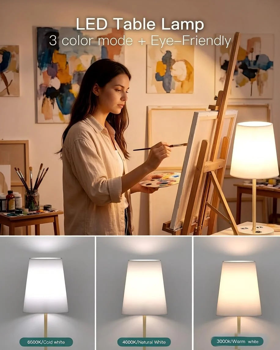 Addtam Bedroom Table Lamp, Dimmable bifanuoyard - Image 2