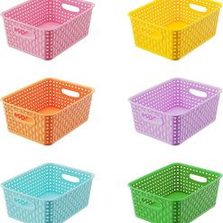 Alternative view of Plastic Storage Weave Baskets, Versatile Shelf Organizer Woven Baskets for Classrooms, Children’s Rooms