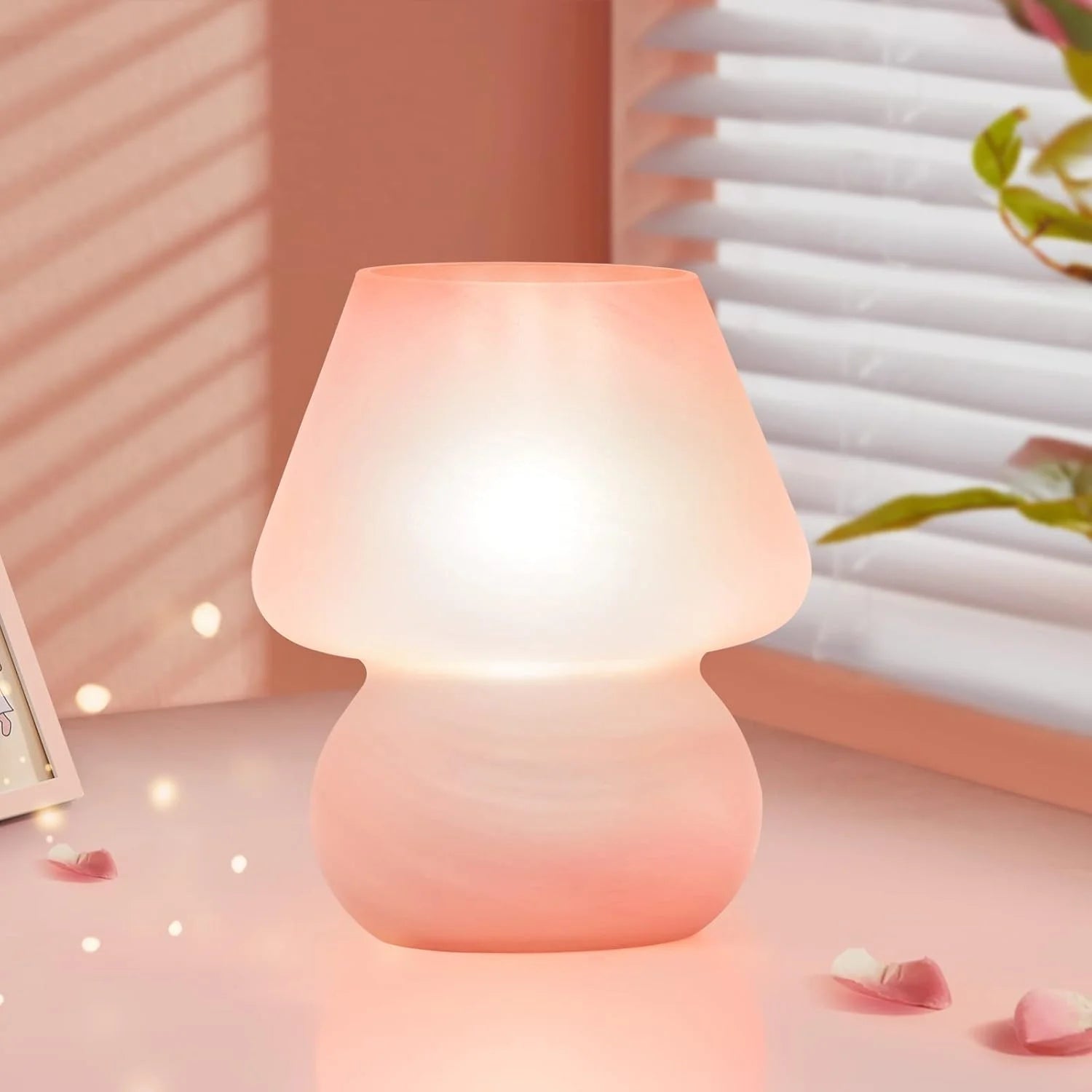 ONEWISH Mushroom Lamp Small Vintage Table Lamp for Bedroom Nightstand, Dimmable bifanuoyard - Image 3