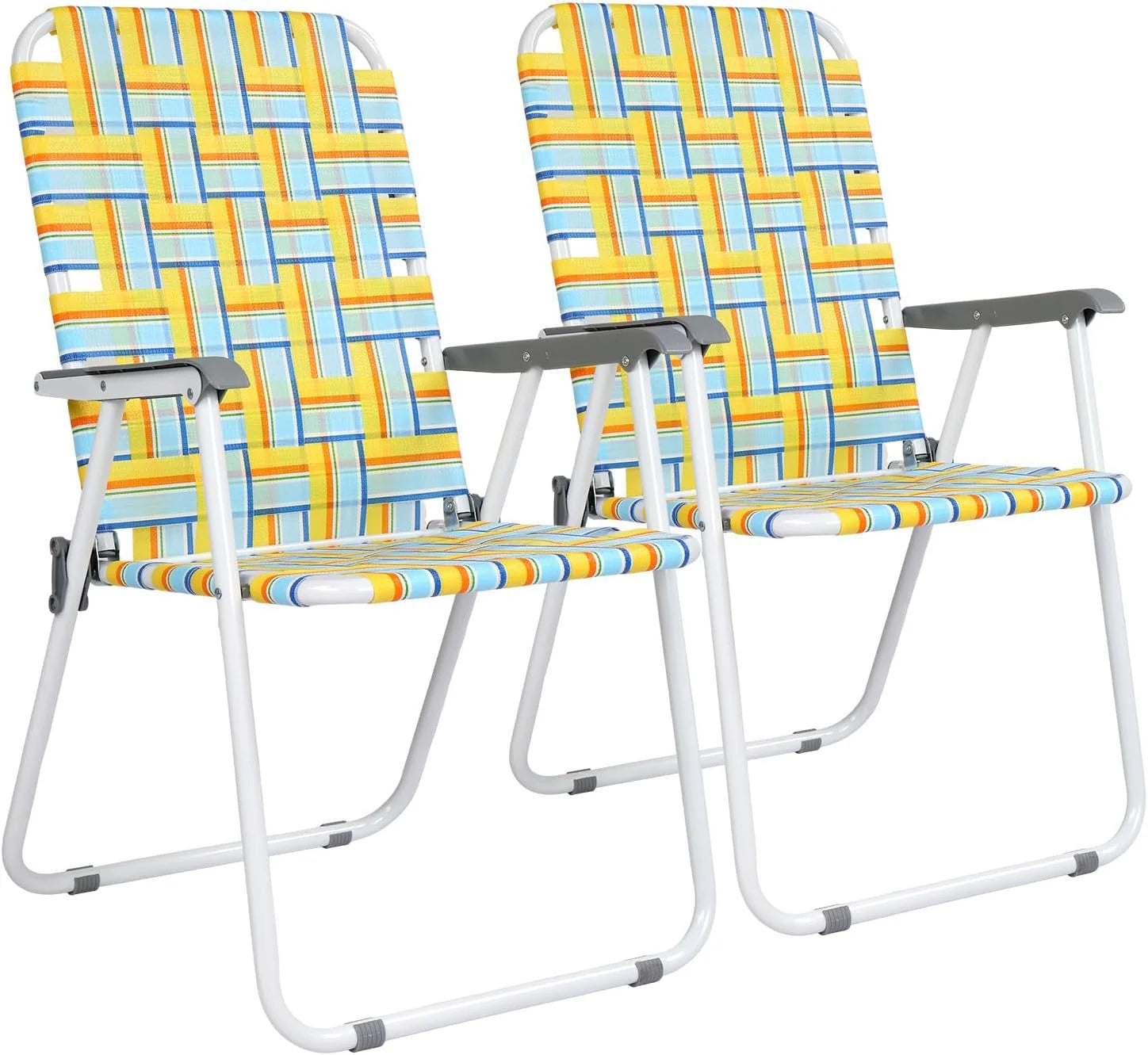 New Arrivals Patio Lawn Webbed Folding Chairs Set of 2, Outdoor Beach Portable Lawn Chair Camping Chair Beach Chair for Yard - Image 3