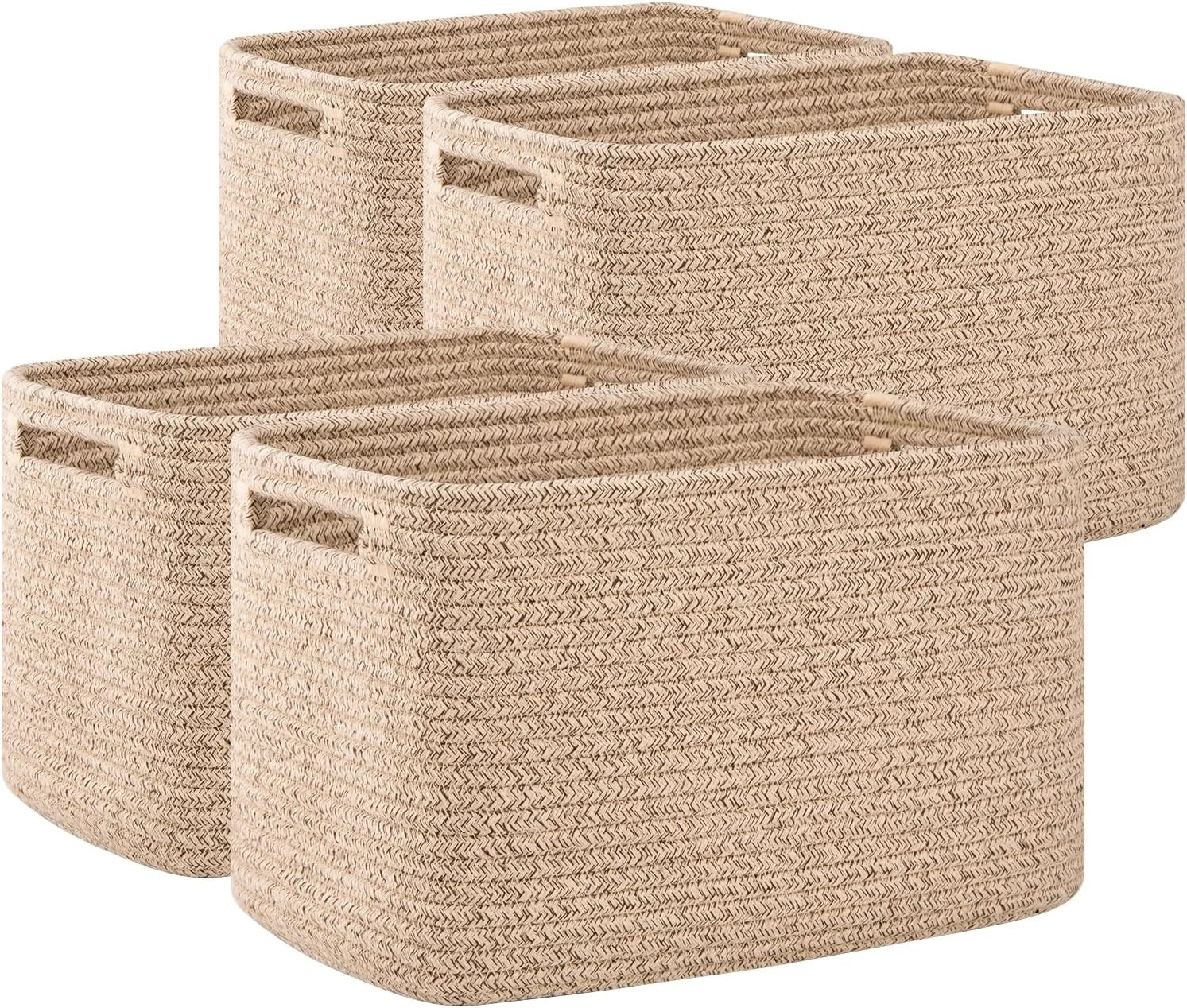 4 Pack Storage Baskets for Organizing, Cube Storage Bins for Shelves, Rectangle Storage Baskets With Handles bifanuoyard - Image 8