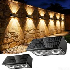 Toeuie Solar Fence Lights Outdoor, 10 Pack 100LM Fence Lights Solar Powered Waterproof, 9 Color Modes bifanuoyard
