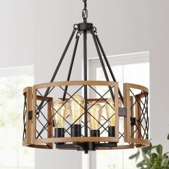Alternative view of SANTOSTOCK D19” Farmhouse Chandelier, Rustic Hanging Lights for Entryway Foyer Bedroom Living Room bifanuoyard