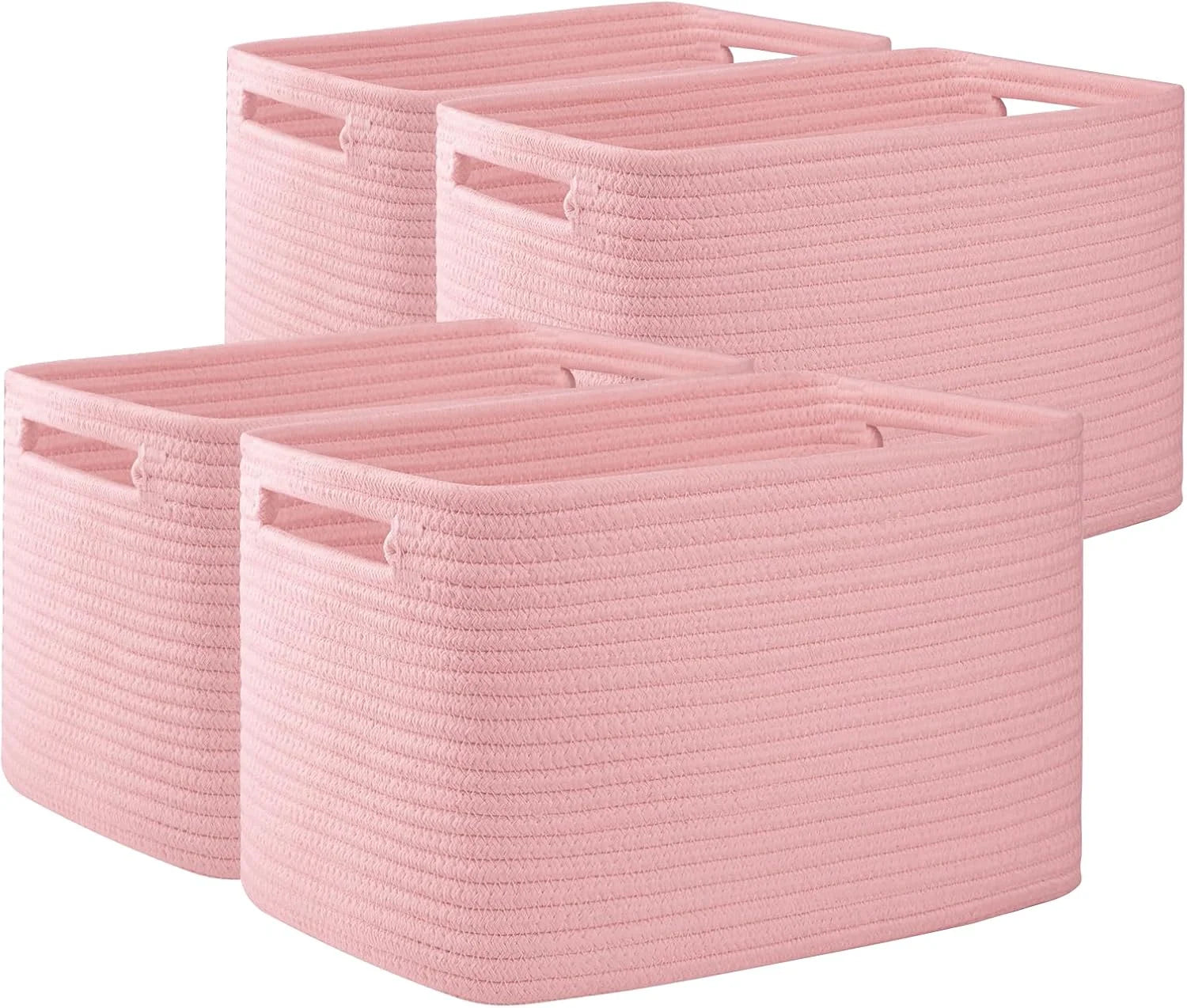 4 Pack Storage Baskets for Organizing, Cube Storage Bins for Shelves, Rectangle Storage Baskets With Handles bifanuoyard - Image 2