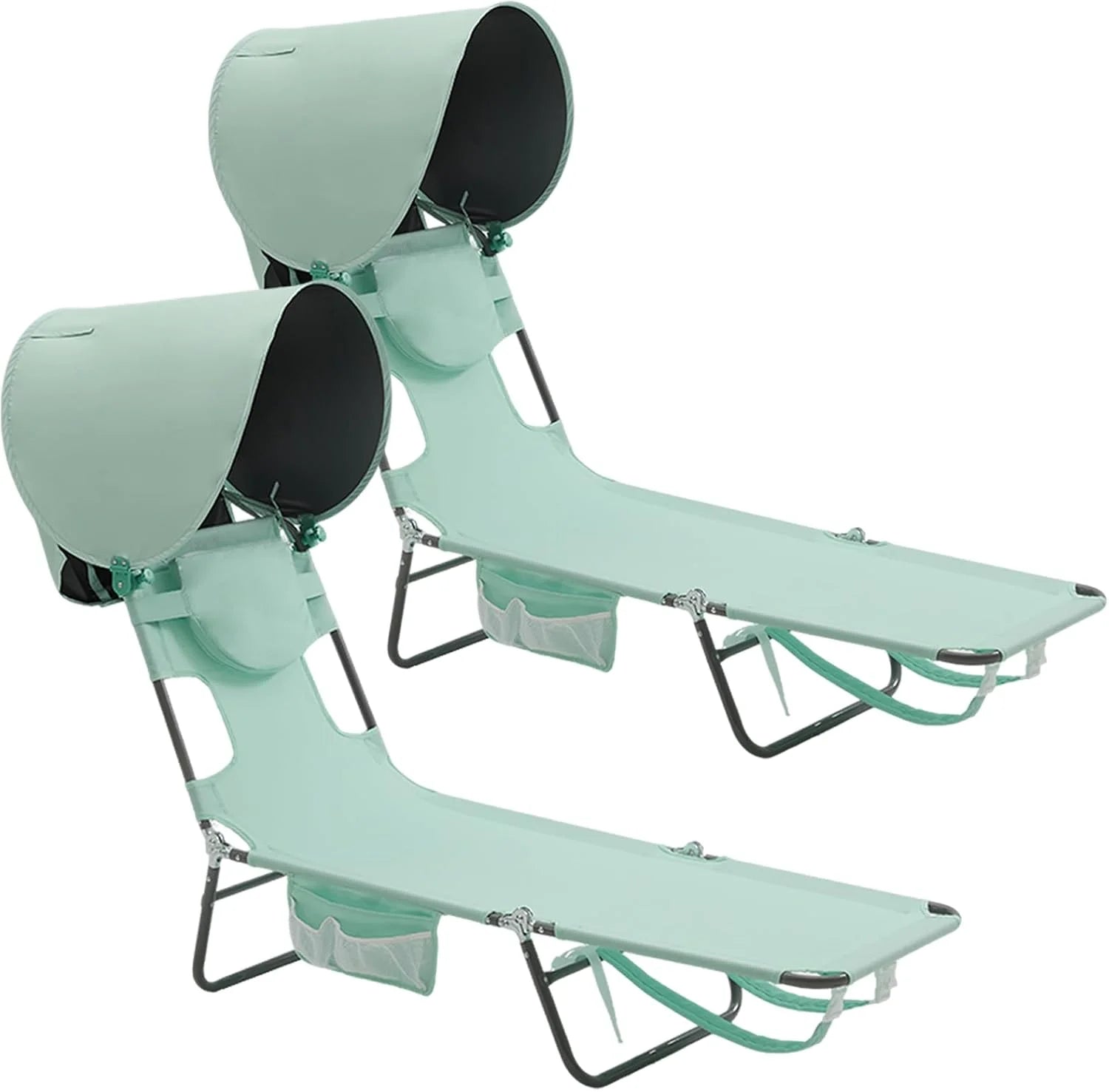 New Arrivals Beach Lounge Chair, Reclining Beach Chairs Lay Flat, Folding Camping Chairs Portable Camp Cot with Backpack - Image 13