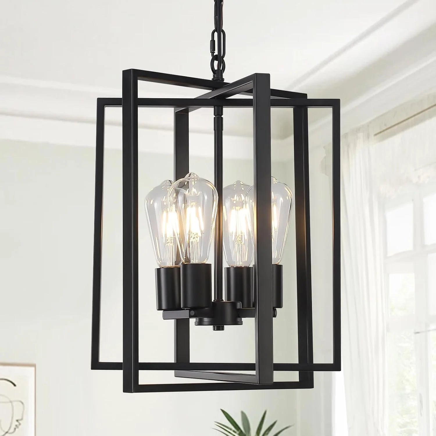 New Arrivals Black Farmhouse Modern Chandelier Light Fixture for Dining Room, 3 Light - Image 2