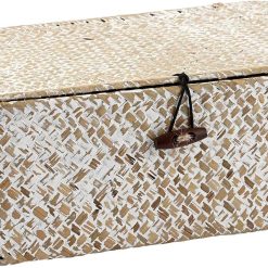 Alternative view of Shelf Baskets Bin with Lid Large Handwoven Basket Box, Coffee, Natural Seagrass Storage Baskets