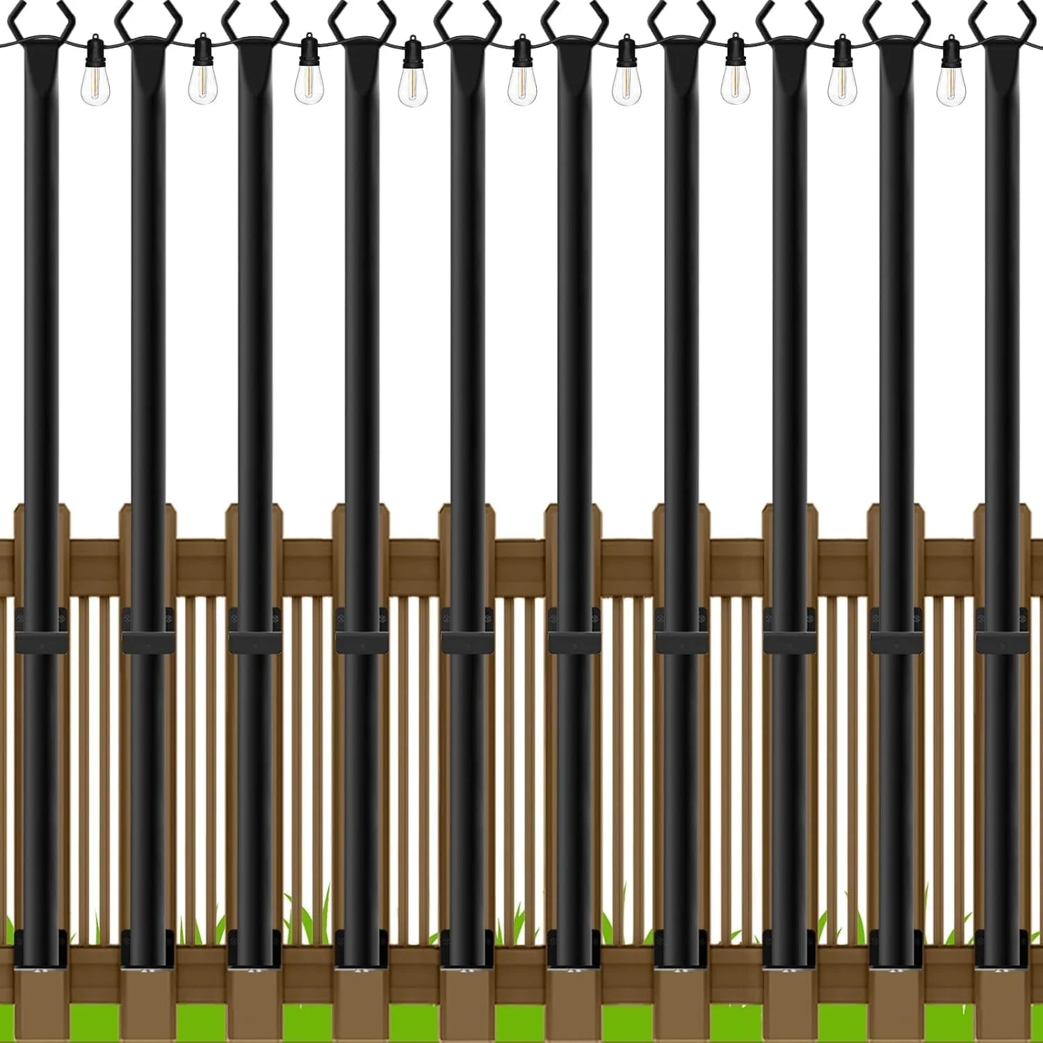 New Arrivals 4 Pack String Light Poles, 10 Ft Metal Poles with Fork for Outdoor String Lights - Image 5