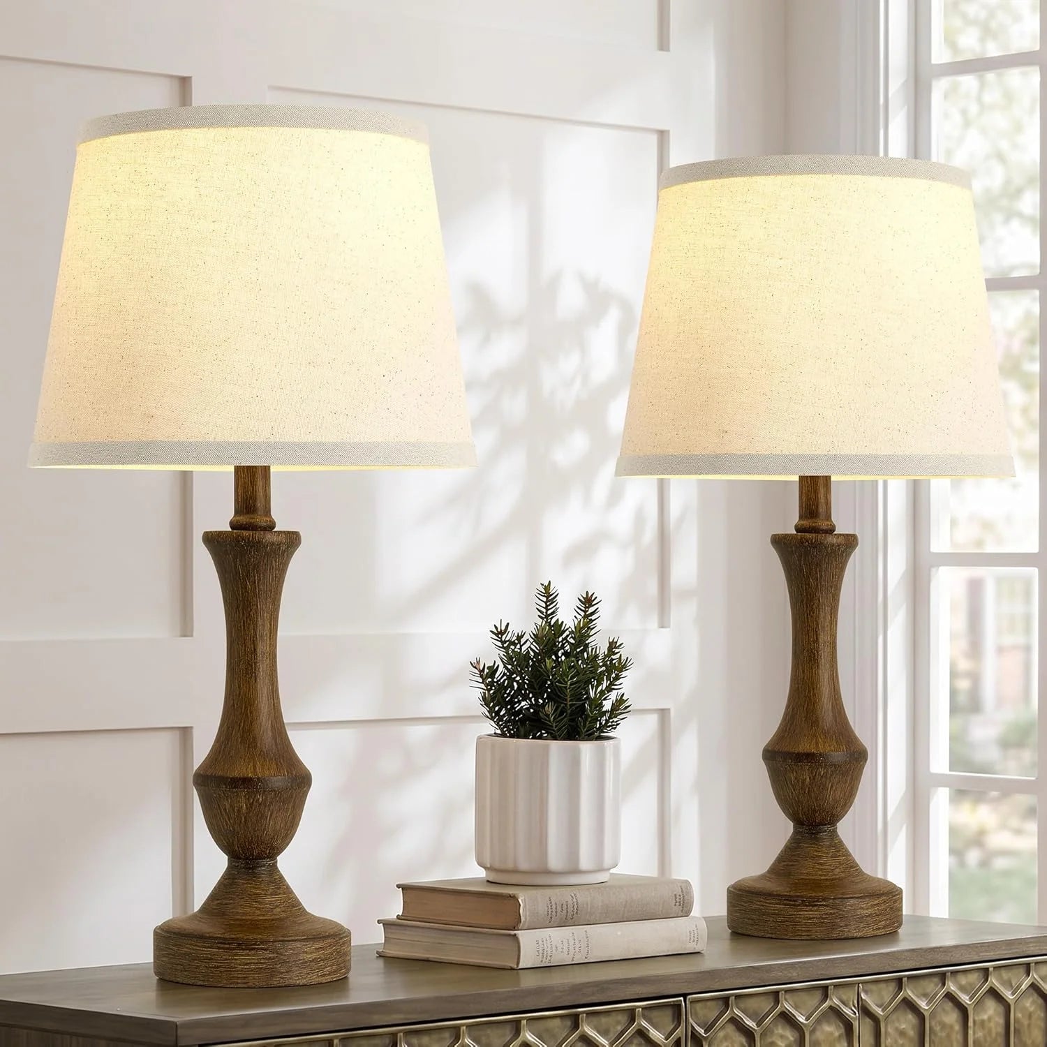 Luvkczc Table Lamp Set of 2, 19 Farmhouse Vintage Bedside Lamps for Living Room & Bedroom bifanuoyard - Image 4