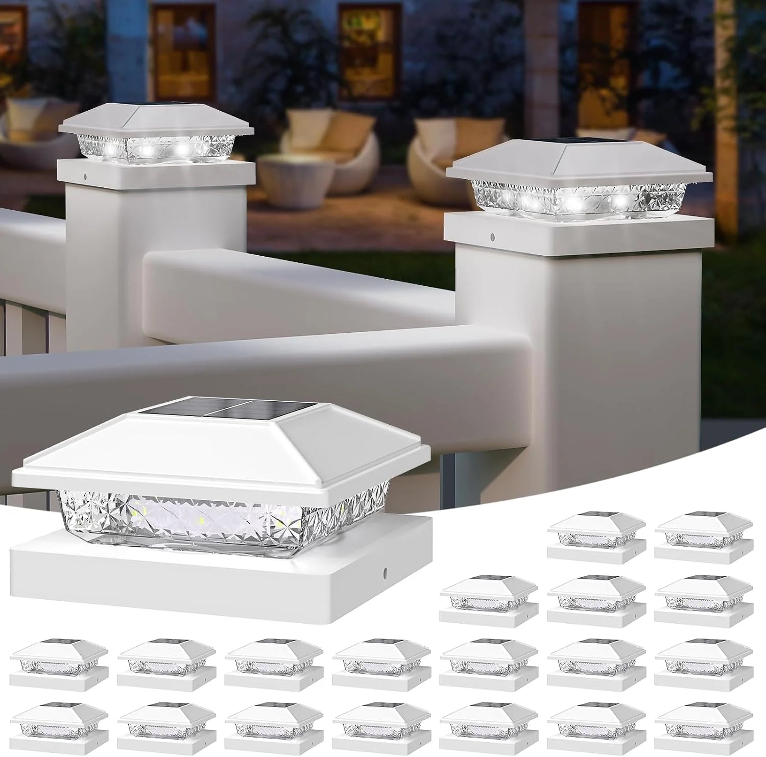 New Arrivals Solar Post Cap Lights, 4x4 Post Solar Light Cool White, White 12 Pack " For Home Projects - Image 15