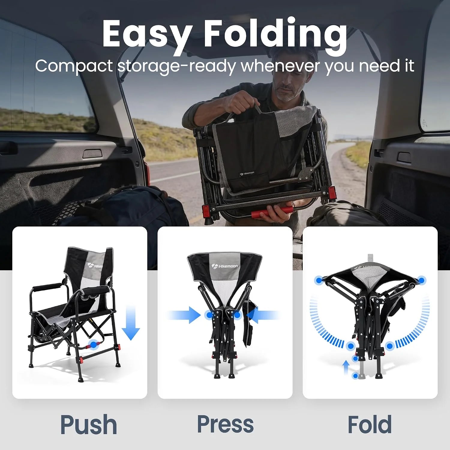 HIKEMOON Folding Camping Director Chairs, Adjustable Height bifanuoyard - Image 5