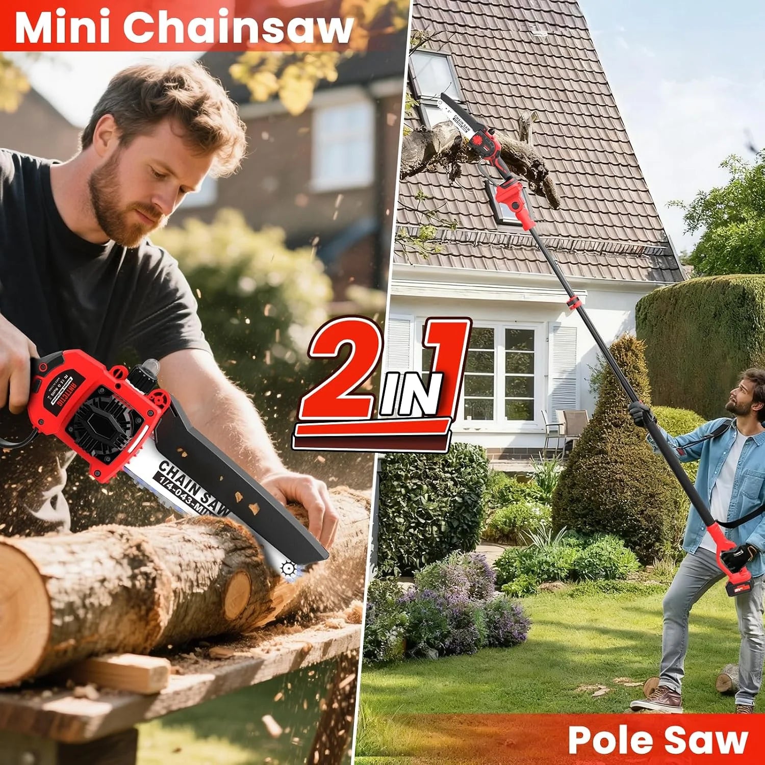 New Arrivals Cordless Pole Saw, 8 Inch Mini Chainsaw, 6.6-Ft Electric Pole Saws - Image 2
