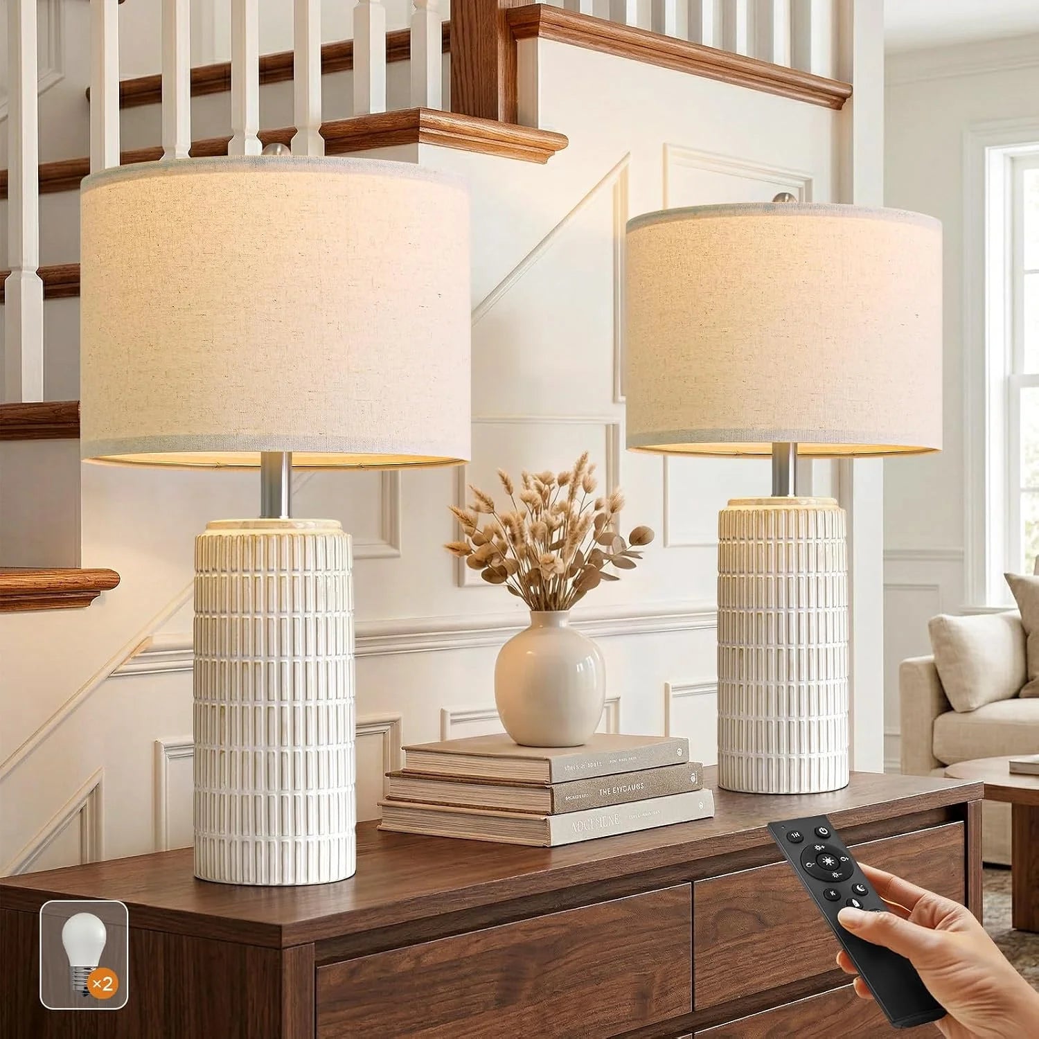 PoKat 23" Bedside Table Lamp for Bedroom Nightstands, White Modern Bedroom Lamp bifanuoyard - Image 6