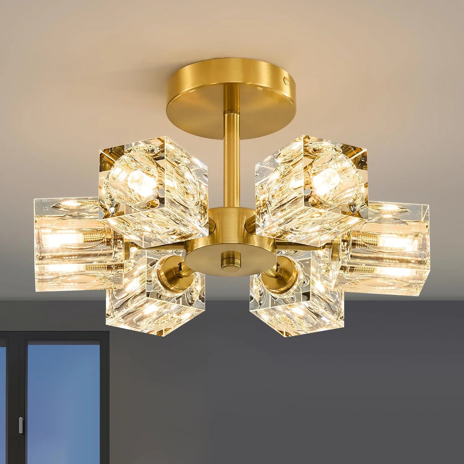 New Arrivals Crystal Semi Flush Ceiling: Dining Room Bathroom Bedroom Chandelier - Image 6