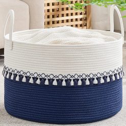 Alternative view of Large Blanket Basket with Handles, Storage Basket for Living Room, Extra Large Capacity, Blanket Storage, Laundry bifanuoyard