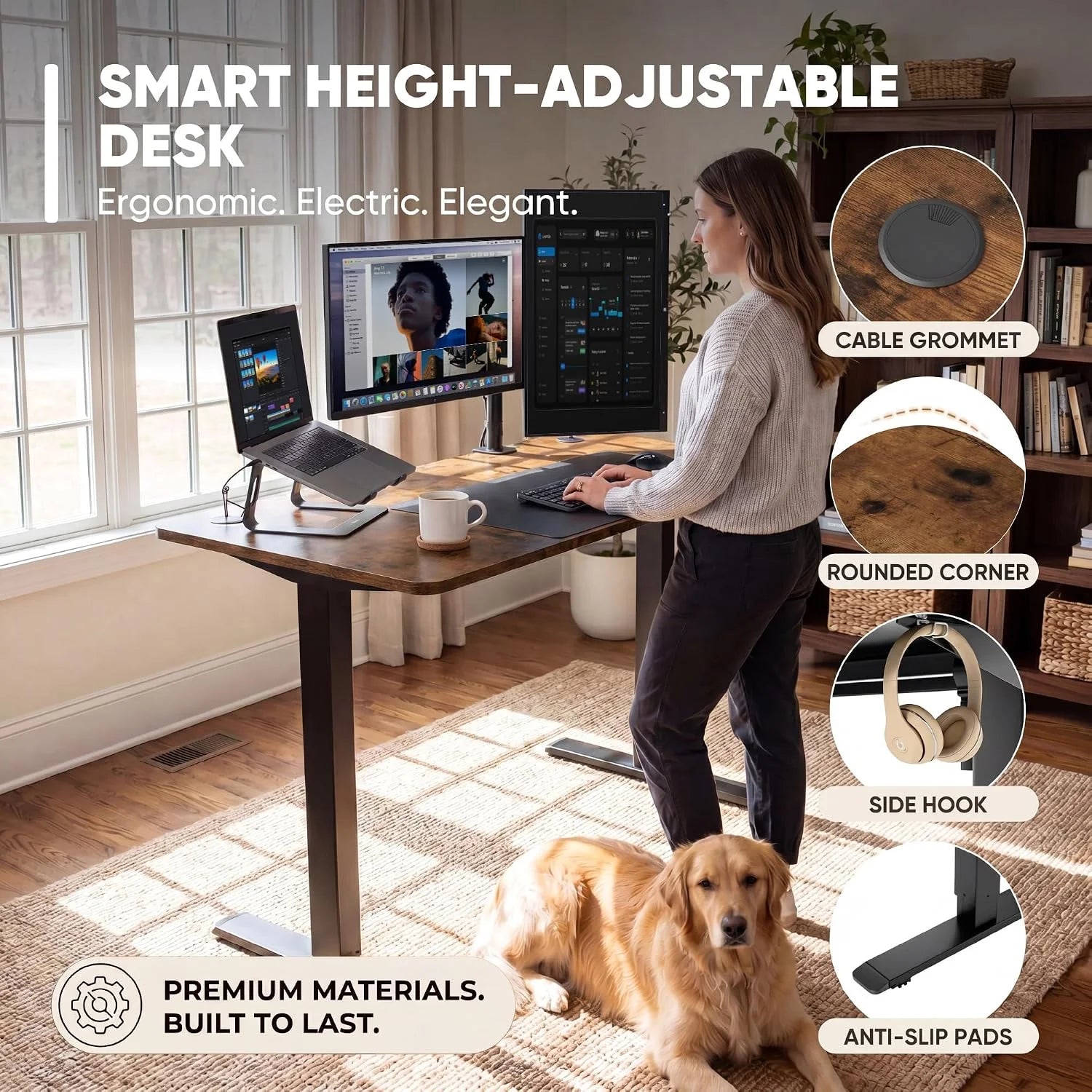 New Arrivals 55 x 24 Inches Electric Height Adjustable Standing Desk Large Sit Stand Up Desk Home Office Computer Desk Memory - Image 38