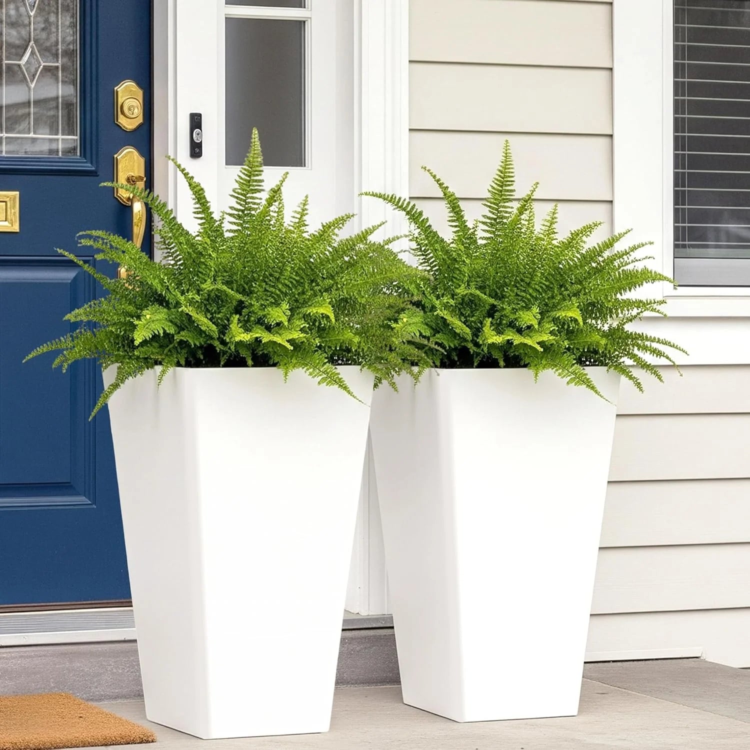 New Arrivals Garden 20 Tall Planters Set of 2, Large Black Tapered Plastic Flower Pots for Indoor & Outdoor Use