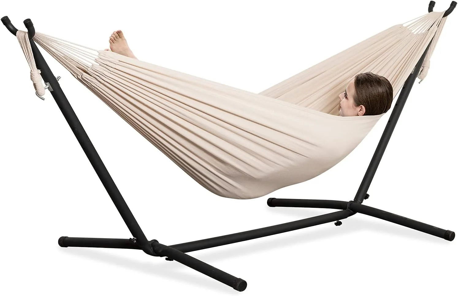 New Arrivals Double Hammock with Stand for Outside, Heavy-Duty, Portable (Coffee) - Image 17