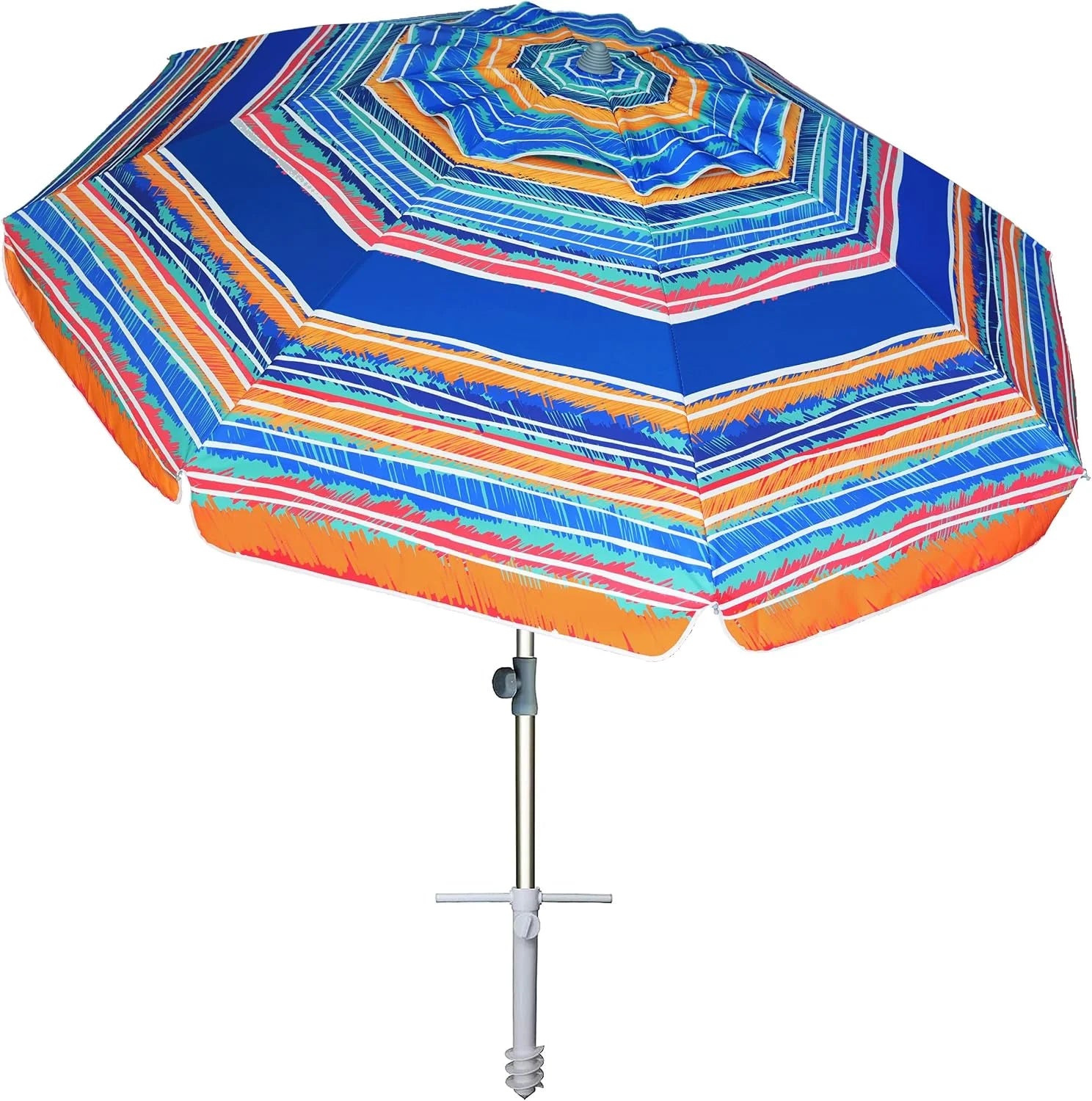 New Arrivals AMMSUN 7ft Heavy Duty High Wind Beach Umbrella with Sand Anchor Vent Tilt UPF 50+ Sun Protection - Image 3