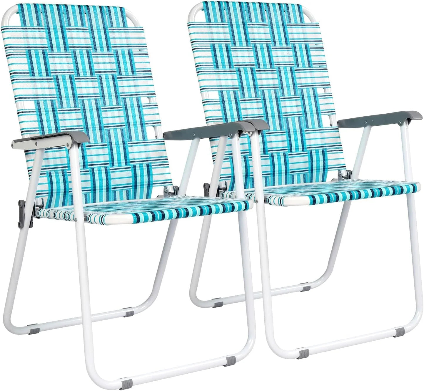 New Arrivals Patio Lawn Webbed Folding Chairs Set of 2, Outdoor Beach Portable Lawn Chair Camping Chair Beach Chair for Yard - Image 11