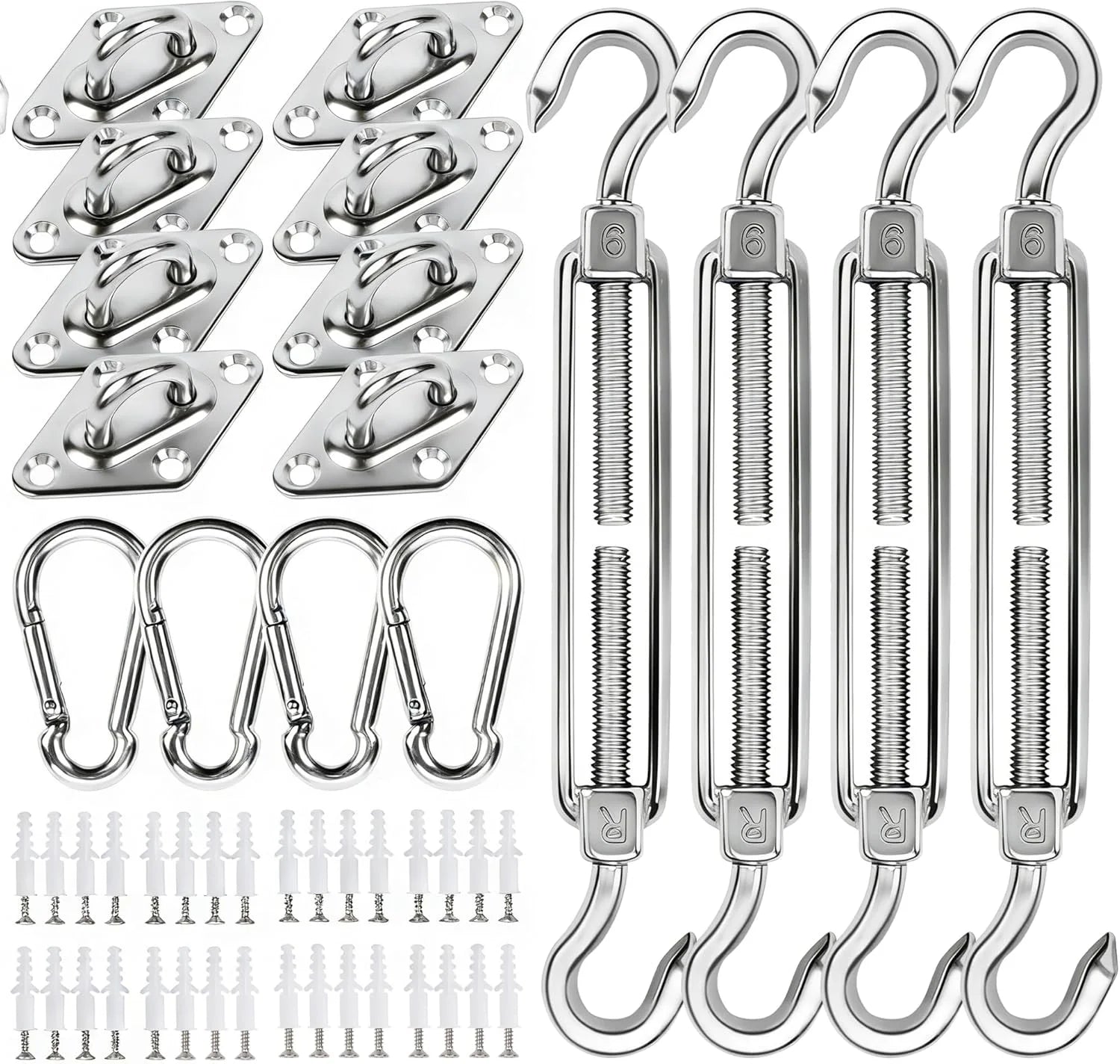yofit 80Pcs Shade Sail Hardware Kit 6 inch for Triangle Rectangle Sun Shade - Image 2