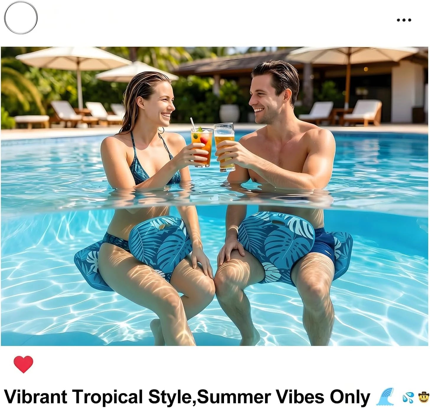 New Arrivals Pool Saddle Floats for Adults, Stable & Comfortable Non-Inflatable Foam Water Saddle with Tropical Leaf Pattern - Image 2