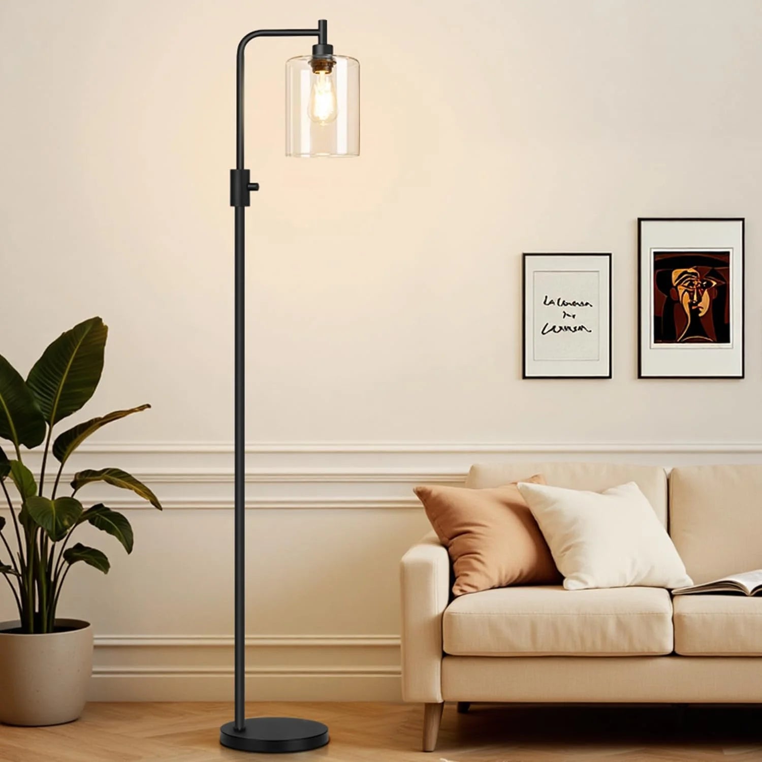 Dimmable Floor Lamp for Living Room with Clear Glass Lampshade, Bulb Included, 900LM, Arc Standing Tall Lamp for Bedroom bifanuoyard - Image 15