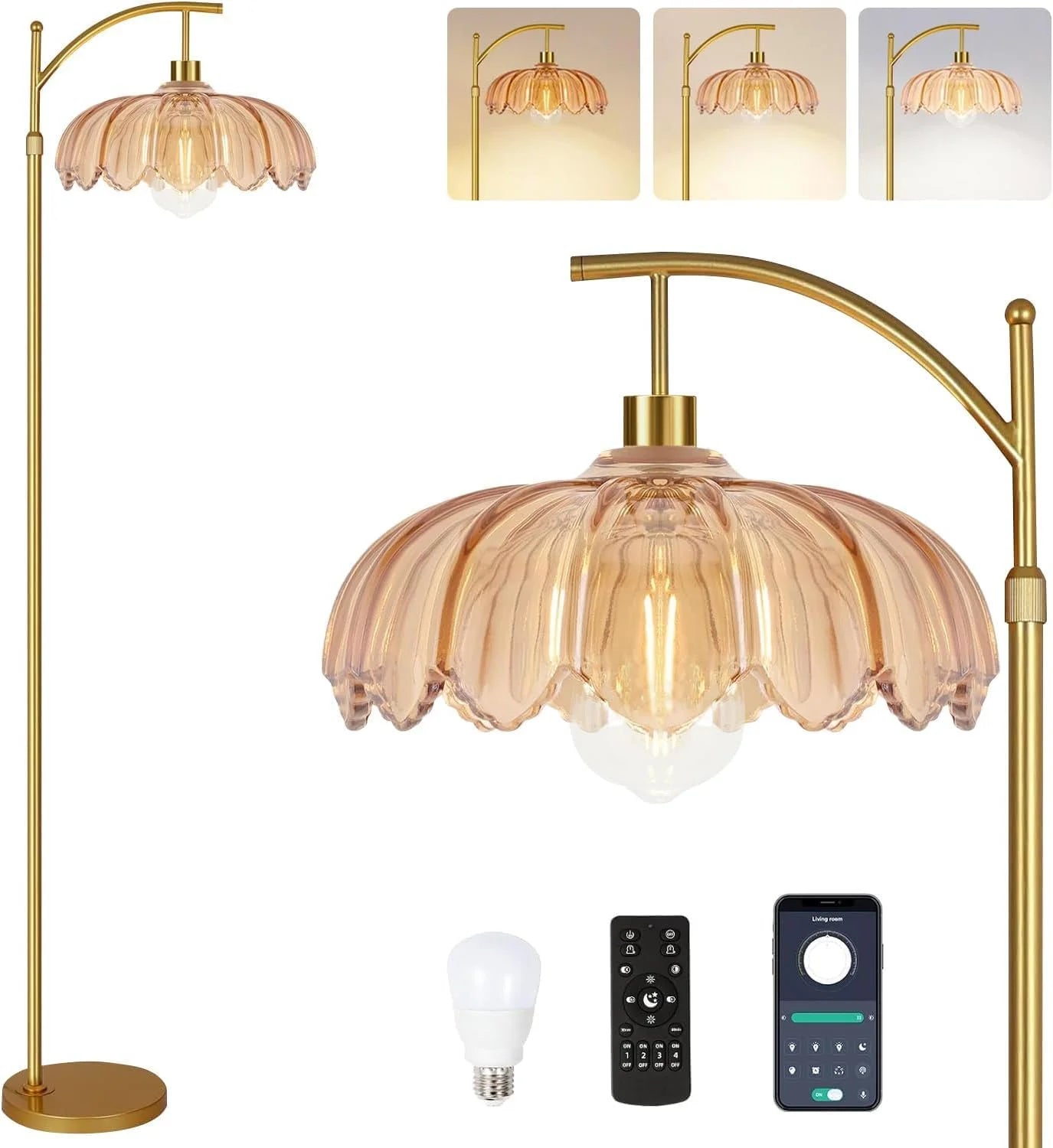 Floor Lamp for Living Room Rattan Boho Floor Lamp with Remote Control, Dimmable, 3-Color Temperature - Image 12
