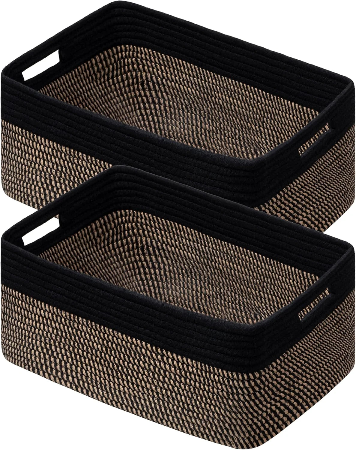2 Pack Storage Baskets for Organizing, Large Woven Storage Basket, White&Brown bifanuoyard - Image 3