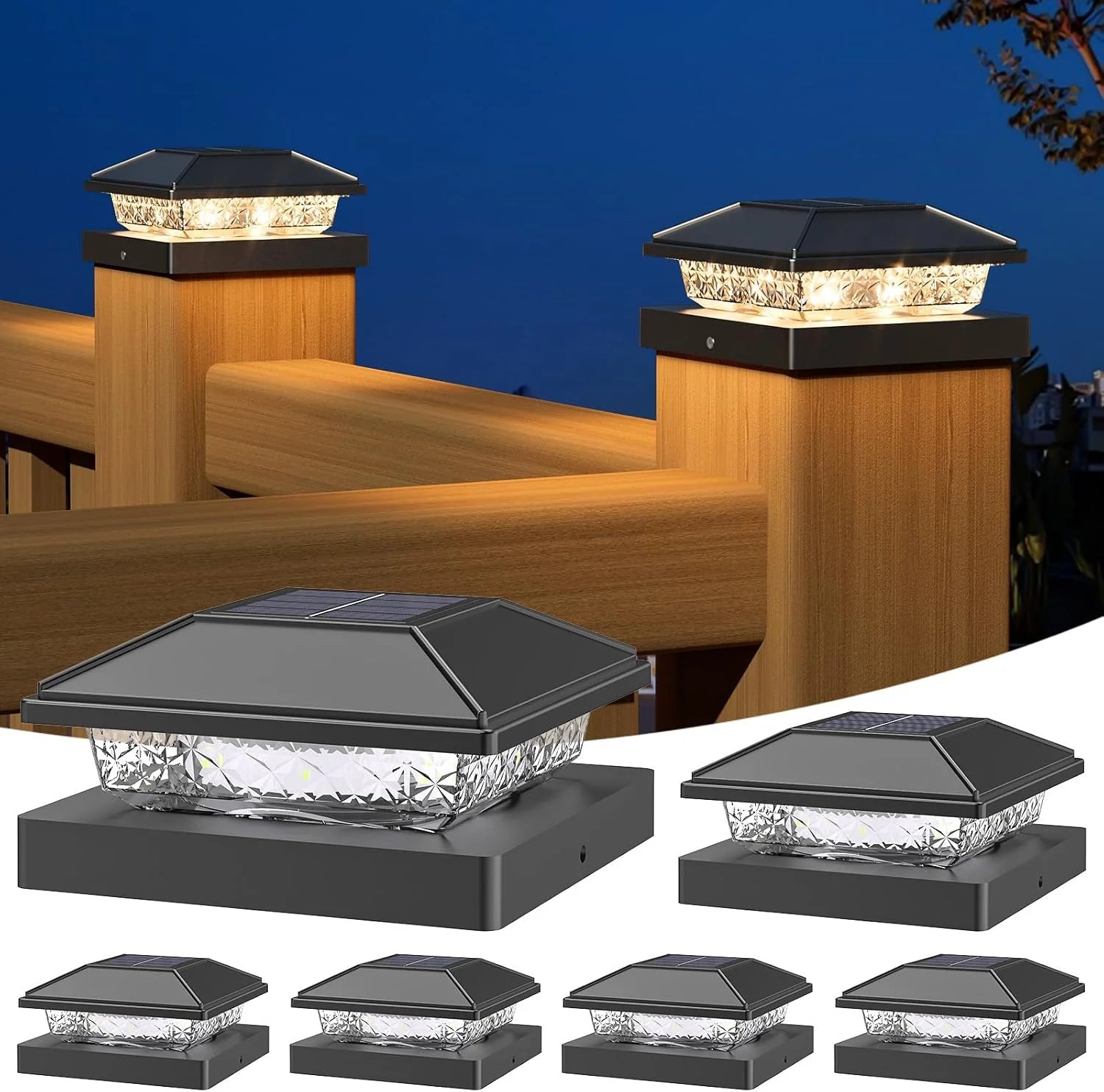 New Arrivals Solar Post Cap Lights, 4x4 Post Solar Light Cool White, White 12 Pack " For Home Projects - Image 6