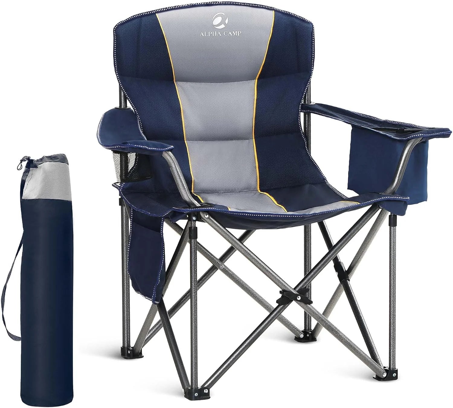LET鈥橲 CAMP Folding Camping Chair Oversized Heavy Duty Padded Outdoor Chair with Cup Holder Storage and Cooler Bag bifanuoyard - Image 4